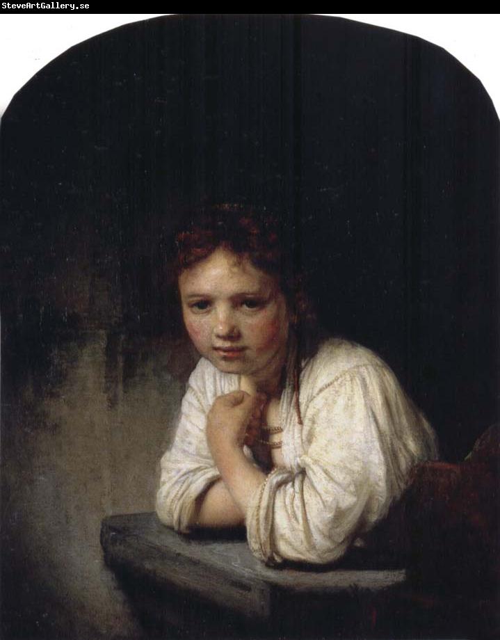 REMBRANDT Harmenszoon van Rijn Girl Leaning on a Window Sill